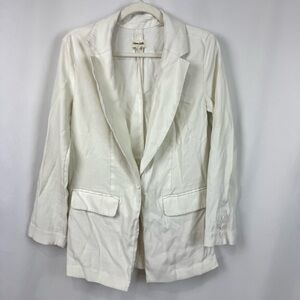 Open Edit Women’s XS Ivory Lightweight Rayon Blazer Jacket Relaxed Fit Business